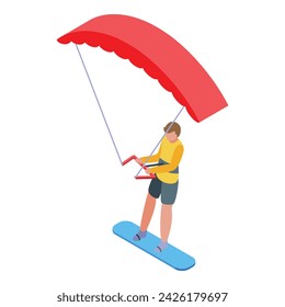 Wind surf icon isometric vector. Active surfing. Boarding freestyle