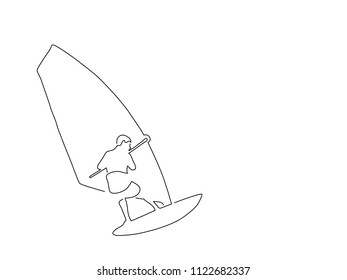 Wind surfer line drawing, vector illustration design. Outdoor sports collection.