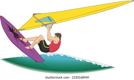 Wind Surfer on Board Vector Illustration