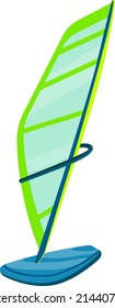 Wind surfing board, illustration, vector on a white background.