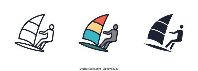 wind surfing icon symbol template for graphic and web design collection logo vector illustration