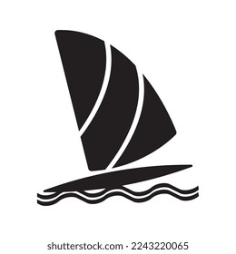 Wind surfing icon vector illustration, black on white background