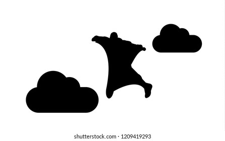 Wind surfing silhouette, isolated