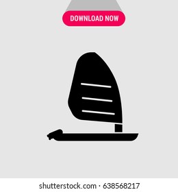 Wind Surfing Vector Icon, The boat with sail symbol. Simple, modern flat vector illustration for mobile app, website or desktop app   