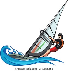 Wind surfing vector illustration design