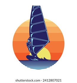 Wind surfing vector illustration logo design, perfect for team and championship event logo 