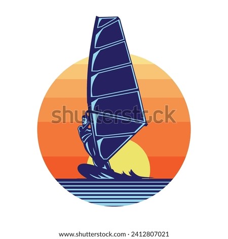 Wind surfing vector illustration logo design, perfect for team and championship event logo 