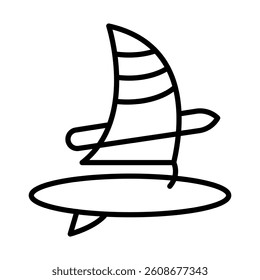 Wind Surfing Vector Line Icon Design