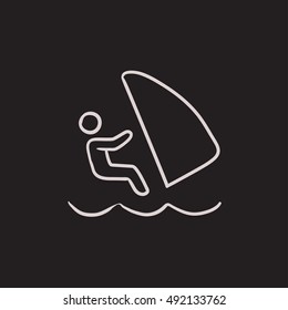 Wind surfing vector sketch icon isolated on background. Hand drawn Wind surfing icon. Wind surfing sketch icon for infographic, website or app.