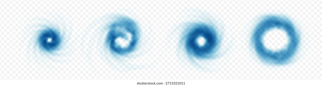 O fluxo de ar do giro do vento cria um vórtice circular frio no movimento abstrato azul. A energia de ondas frescas forma um padrão de redemoinho realista com acento de rotação e pureza.