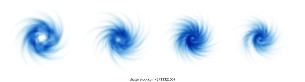 O fluxo de ar de espiral de vento forma vórtice circular frio com turbina abstrata azul. Moldes de movimento de ondas frescas limpam o padrão de redemoinho com pureza e sotaque do mar ciano.