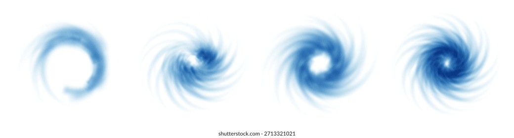 O fluxo de ar do giro do vento forma vórtice circular frio no movimento da turbina azul. Formas de textura de ondas frescas limpam o padrão de redemoinho com energia de rotação radial.