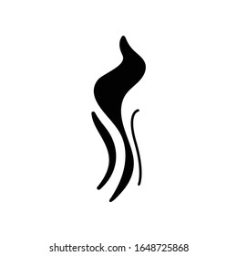Wind swirl black glyph icon. Cold fresh air. Whirlwind. Good smell, evaporation. Smoke puff, steam, breeze. Blowing wind spirals. Silhouette symbol on white space. Vector isolated illustration