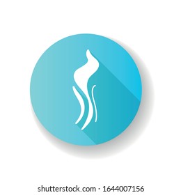 Wind swirl blue flat design long shadow glyph icon. Cold fresh air. Whirlwind. Aromatic fragrance. Smoke puff, steam, breeze. Blowing wind spirals. Silhouette RGB color illustration