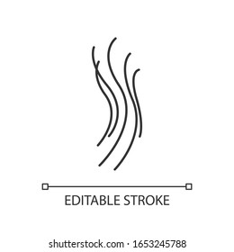 Wind swirl pixel perfect linear icon. Cold fresh air. Whirlwind. Good smell, evaporation. Thin line customizable illustration. Contour symbol. Vector isolated outline drawing. Editable stroke