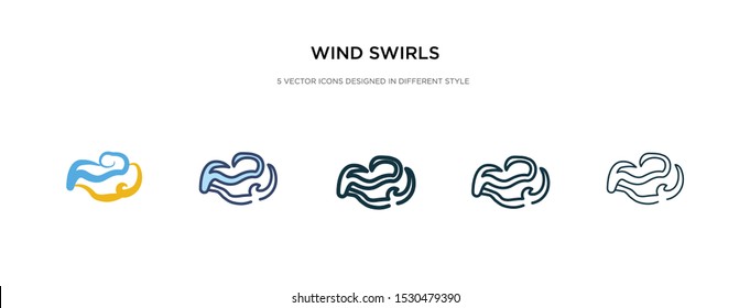 wind swirls icon in different style vector illustration. two colored and black wind swirls vector icons designed in filled, outline, line and stroke style can be used for web, mobile, ui