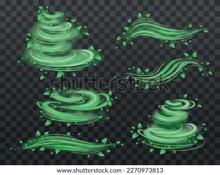 Wind swirls transparent set with vortex and whirl realistic isolated vector illustration