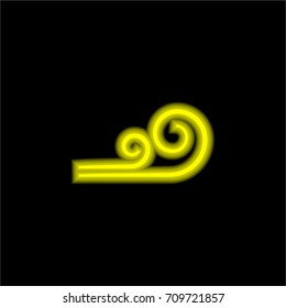 Wind swirls yellow glowing neon ui ux icon. Glowing sign logo vector