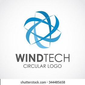 Wind technology of circle line abstract vector and logo design or template windmill business icon of company identity symbol concept