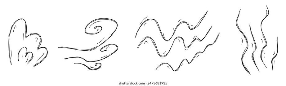 Wind or tornado effect in simple doodle line style