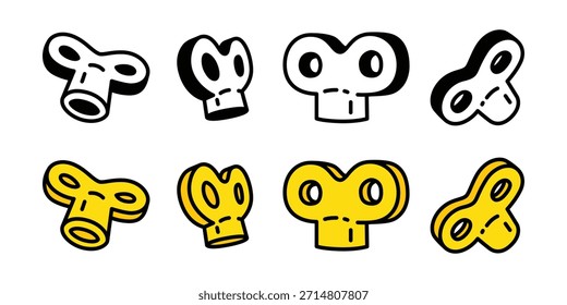 ilustração de doodle de personagem de desenho animado de parte de brinquedo 