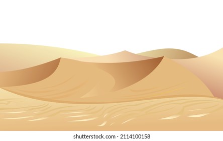Wind traces on desert sand. Landscape of southern countryside. Cool cartoon style. Isolated on white background. Vector.