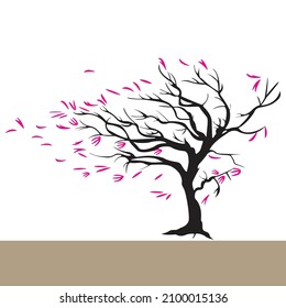 wind tree windy weather vector illustration svg tree leaves