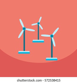 Wind Turbine Alternative Energy Resource Nature Background Banner Flat Vector Illustration