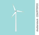 Wind turbine. Alternative renewable power generation. Flat illustration.