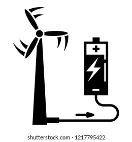 Wind turbine battery charging icon. Simple illustration of wind turbine battery charging vector icon for web design isolated on white background