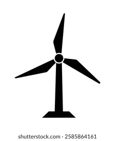 Wind turbine black icon, isolated on white background. Vector illustration