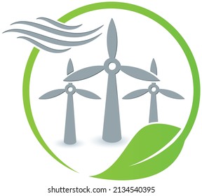 Wind turbine blades symbol for green energy