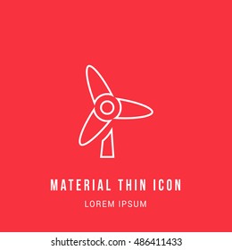 Wind Turbine Bright red material designed line thin flat icon / logo