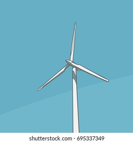 Wind Turbine Clean Energy Illustration. Vector. 