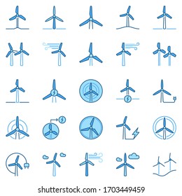 Iconos de color turbina eólica. Elementos de diseño o signos creativos de Vector Wind Power