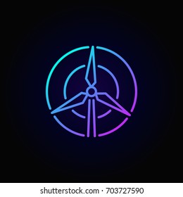 Wind turbine concept colorful icon - vector outline sign or logo element on dark background