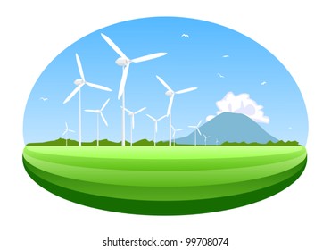 Wind turbine. Concept of ecology and environment.