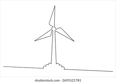 Windturbine durchgehende einzeilige Zeichnung minimales Vektorsymbol