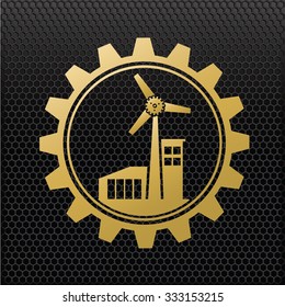 Wind turbine design,golden concept,clean vector