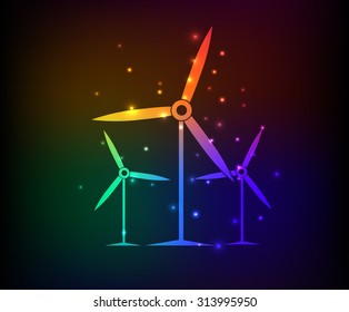 Wind turbine design,rainbow concept,clean vector