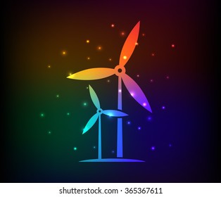 Wind turbine design,rainbow concept,clean vector