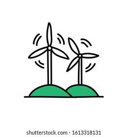 wind turbine doodle icon, vector illustration