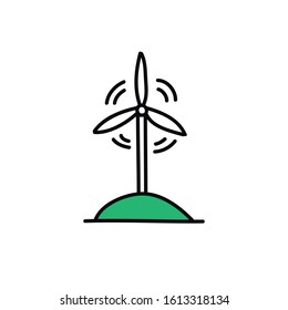 wind turbine doodle icon, vector illustration