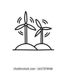 wind turbine doodle icon, vector illustration