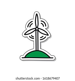 wind turbine doodle icon, vector illustration