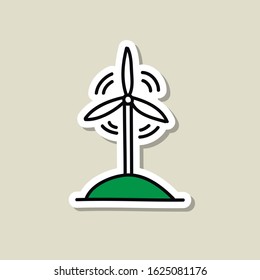 wind turbine doodle icon, vector illustration