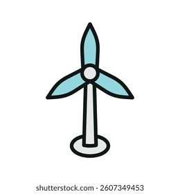 Wind turbine Earth Day icon represents renewable energy and sustainability, perfect for eco-friendly designs, environmental awareness, and green energy illustrations.