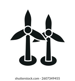 Wind turbine Earth Day icon represents renewable energy and sustainability, perfect for eco-friendly designs, environmental awareness, and green energy illustrations.