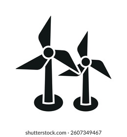 Wind turbine Earth Day icon represents renewable energy and sustainability, perfect for eco-friendly designs, environmental awareness, and green energy illustrations.