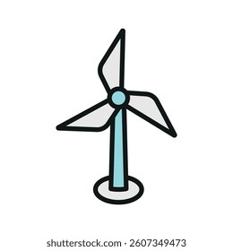 Wind turbine Earth Day icon represents renewable energy and sustainability, perfect for eco-friendly designs, environmental awareness, and green energy illustrations.
